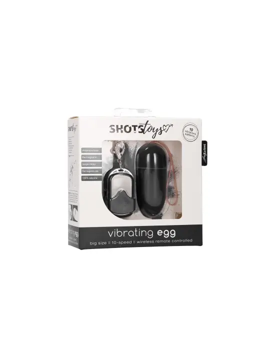 OVO VIBRATÓRIO COM 10 VELOCIDADES E COMANDO L PRETO SHOTS TOYS