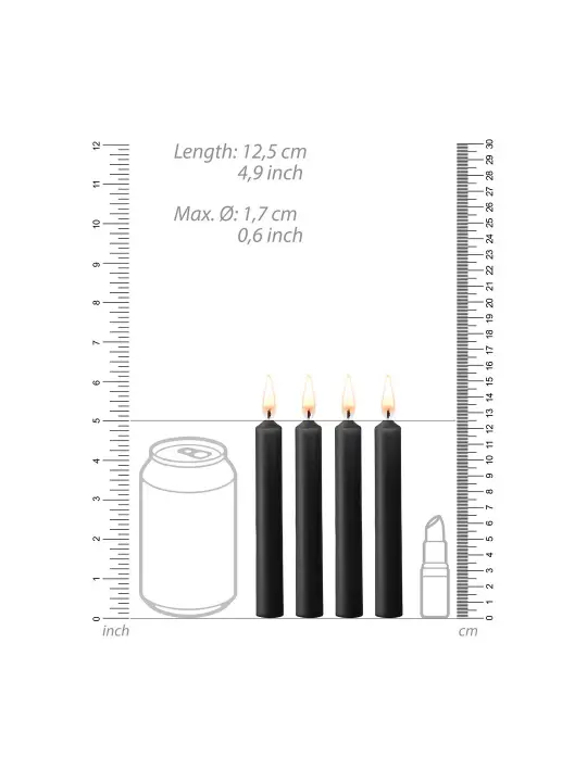 CONJUNTO DE 4 VELAS PRETAS TEASING WAX CANDLES OUCH!