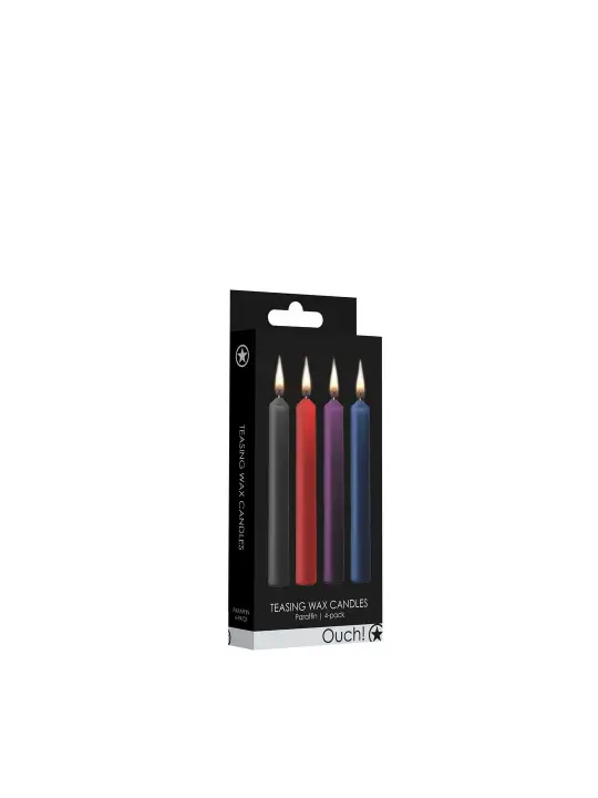 CONJUNTO DE 4 VELAS COM MIX DE CORES TEASING WAX CANDLES OUCH!