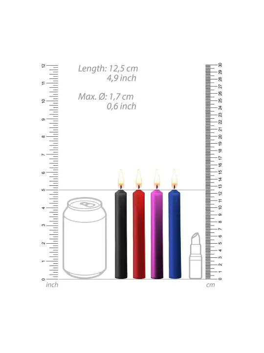CONJUNTO DE 4 VELAS COM MIX DE CORES TEASING WAX CANDLES OUCH!