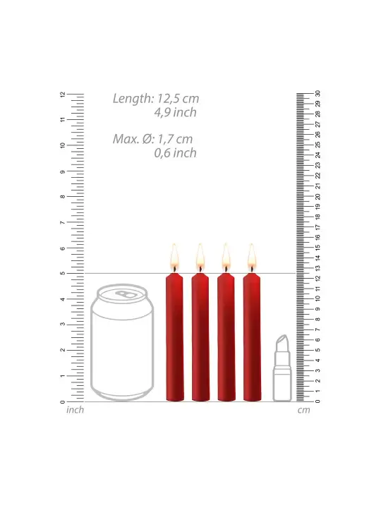 CONJUNTO DE 4 VELAS VERMELHAS TEASING WAX CANDLES OUCH!