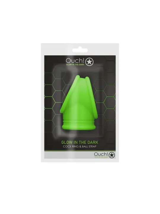 ANEL PARA O PÉNIS E TESTICULOS FLUORESCENTE GLOW IN THE DARK OUCH!