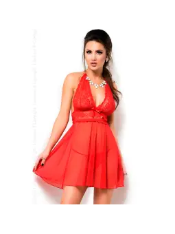 CAMISA DE NOITE E TANGA CR-4011 VERMELHA