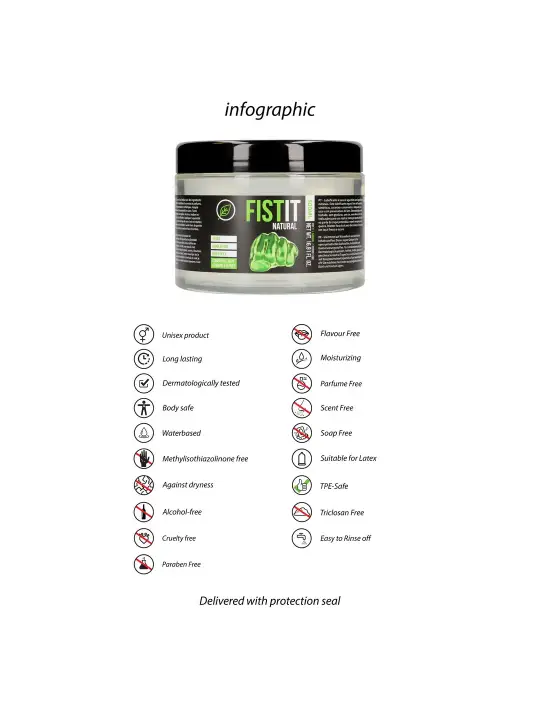 LUBRIFICANTE NATURAL À BASE DE ÁGUA 17 FL OZ 500 ML FIST IT 