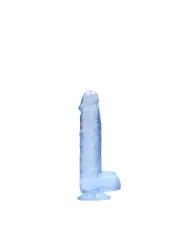 DILDO REALISTA COM TESTÍCULOS CRYSTAL CLEAR 6 /15 CM AZUL REALROCK