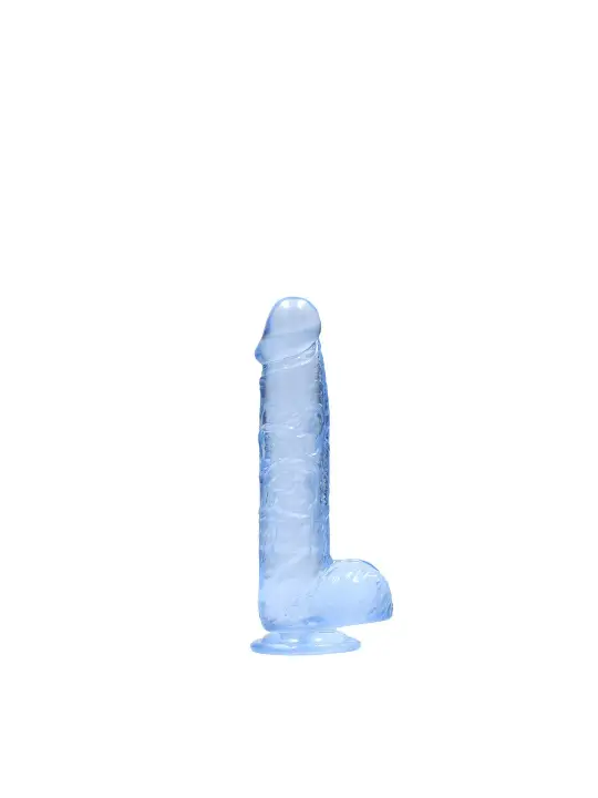 DILDO REALISTA COM TESTÍCULOS CRYSTAL CLEAR 6 /15 CM AZUL REALROCK