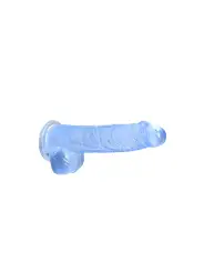 DILDO REALISTA COM TESTÍCULOS CRYSTAL CLEAR 6 /15 CM AZUL REALROCK