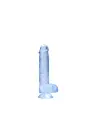 DILDO REALISTA COM TESTÍCULOS CRYSTAL CLEAR 6 /15 CM AZUL REALROCK