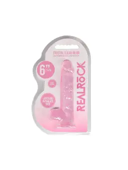 DILDO REALISTA COM TESTÍCULOS CRYSTAL CLEAR 6 /15 CM ROSA REALROCK