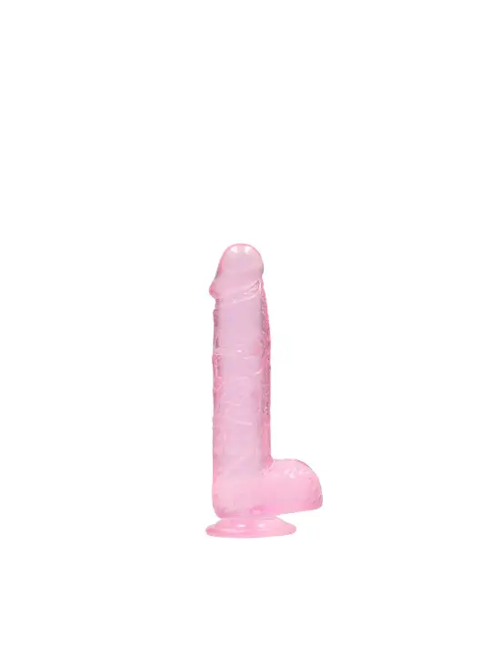 DILDO REALISTA COM TESTÍCULOS CRYSTAL CLEAR 6 /15 CM ROSA REALROCK