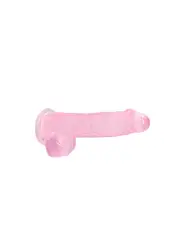 DILDO REALISTA COM TESTÍCULOS CRYSTAL CLEAR 6 /15 CM ROSA REALROCK