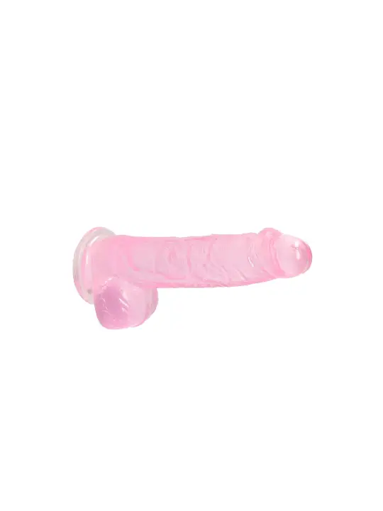 DILDO REALISTA COM TESTÍCULOS CRYSTAL CLEAR 6 /15 CM ROSA REALROCK