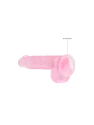 DILDO REALISTA COM TESTÍCULOS CRYSTAL CLEAR 6 /15 CM ROSA REALROCK