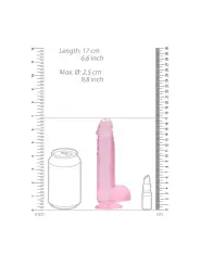 DILDO REALISTA COM TESTÍCULOS CRYSTAL CLEAR 6 /15 CM ROSA REALROCK