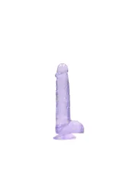 DILDO REALISTA COM TESTÍCULOS CRYSTAL CLEAR 6 /15 CM ROXO REALROCK