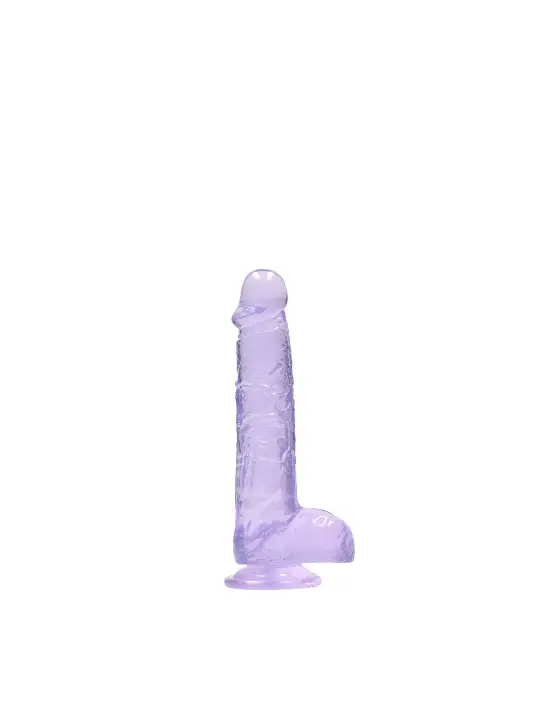 DILDO REALISTA COM TESTÍCULOS CRYSTAL CLEAR 6 /15 CM ROXO REALROCK
