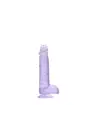 DILDO REALISTA COM TESTÍCULOS CRYSTAL CLEAR 6 /15 CM ROXO REALROCK