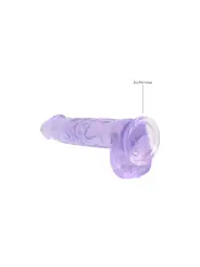 DILDO REALISTA COM TESTÍCULOS CRYSTAL CLEAR 6 /15 CM ROXO REALROCK