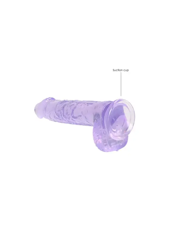 DILDO REALISTA COM TESTÍCULOS CRYSTAL CLEAR 6 /15 CM ROXO REALROCK