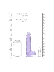 DILDO REALISTA COM TESTÍCULOS CRYSTAL CLEAR 6 /15 CM ROXO REALROCK