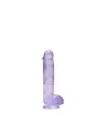 DILDO REALISTA COM TESTÍCULOS CRYSTAL CLEAR 6 /15 CM ROXO REALROCK