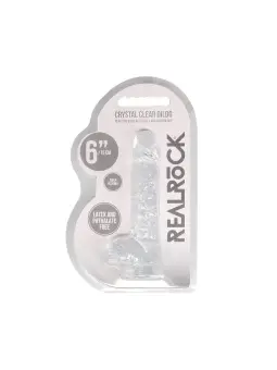 DILDO REALISTA COM TESTÍCULOS CRYSTAL CLEAR 6 /15 CM TRANSPARENTE REALROCK