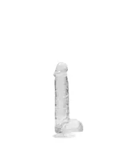 DILDO REALISTA COM TESTÍCULOS CRYSTAL CLEAR 6 /15 CM TRANSPARENTE REALROCK