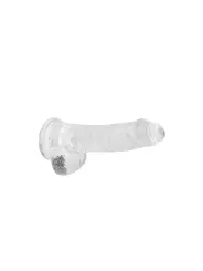 DILDO REALISTA COM TESTÍCULOS CRYSTAL CLEAR 6 /15 CM TRANSPARENTE REALROCK