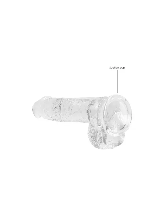 DILDO REALISTA COM TESTÍCULOS CRYSTAL CLEAR 6 /15 CM TRANSPARENTE REALROCK