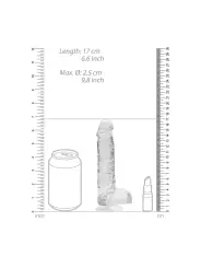 DILDO REALISTA COM TESTÍCULOS CRYSTAL CLEAR 6 /15 CM TRANSPARENTE REALROCK