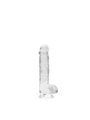 DILDO REALISTA COM TESTÍCULOS CRYSTAL CLEAR 6 /15 CM TRANSPARENTE REALROCK