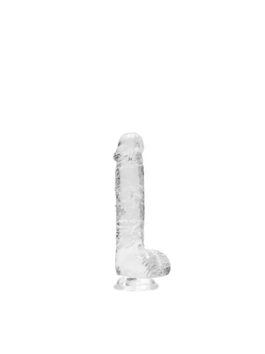 DILDO REALISTA COM TESTÍCULOS CRYSTAL CLEAR 6 /15 CM TRANSPARENTE REALROCK