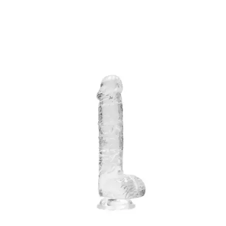 DILDO REALISTA COM TESTÍCULOS CRYSTAL CLEAR 6 /15 CM TRANSPARENTE REALROCK