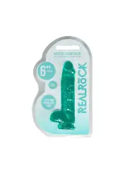 DILDO REALISTA COM TESTÍCULOS CRYSTAL CLEAR 6 /15 CM VERDE REALROCK