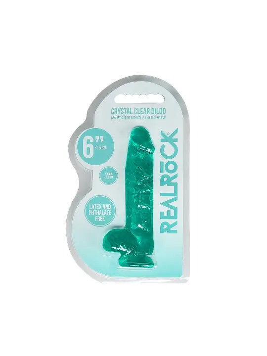 DILDO REALISTA COM TESTÍCULOS CRYSTAL CLEAR 6 /15 CM VERDE REALROCK