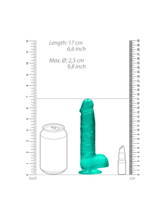 DILDO REALISTA COM TESTÍCULOS CRYSTAL CLEAR 6 /15 CM VERDE REALROCK