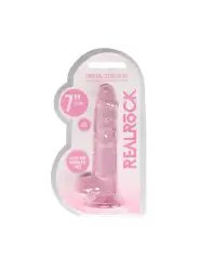 DILDO REALISTA COM TESTÍCULOS CRYSTAL CLEAR 7 /18 CM ROSA REALROCK
