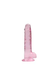 DILDO REALISTA COM TESTÍCULOS CRYSTAL CLEAR 7 /18 CM ROSA REALROCK