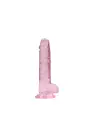 DILDO REALISTA COM TESTÍCULOS CRYSTAL CLEAR 7 /18 CM ROSA REALROCK