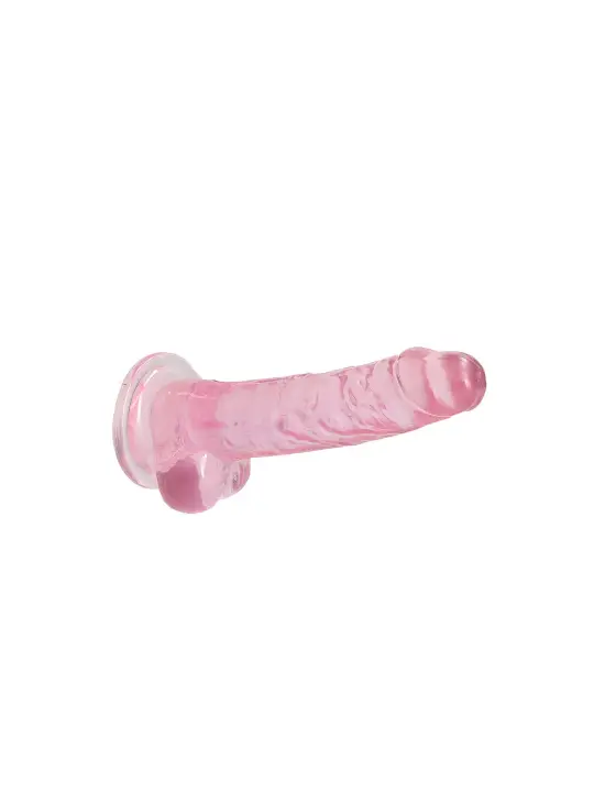 DILDO REALISTA COM TESTÍCULOS CRYSTAL CLEAR 7 /18 CM ROSA REALROCK