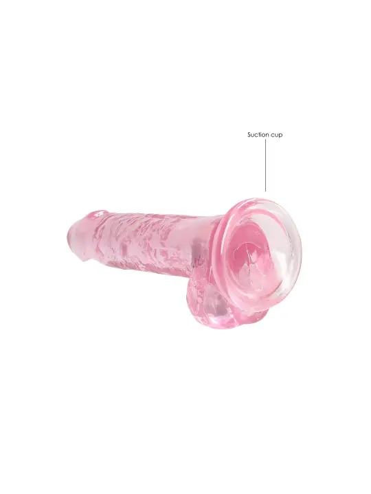 DILDO REALISTA COM TESTÍCULOS CRYSTAL CLEAR 7 /18 CM ROSA REALROCK