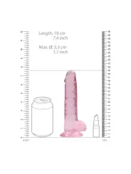 DILDO REALISTA COM TESTÍCULOS CRYSTAL CLEAR 7 /18 CM ROSA REALROCK