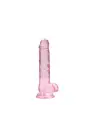 DILDO REALISTA COM TESTÍCULOS CRYSTAL CLEAR 7 /18 CM ROSA REALROCK