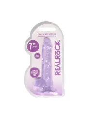 DILDO REALISTA COM TESTÍCULOS CRYSTAL CLEAR 7 /18 CM ROXO REALROCK