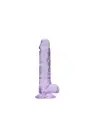 DILDO REALISTA COM TESTÍCULOS CRYSTAL CLEAR 7 /18 CM ROXO REALROCK