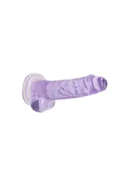 DILDO REALISTA COM TESTÍCULOS CRYSTAL CLEAR 7 /18 CM ROXO REALROCK