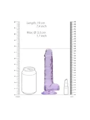 DILDO REALISTA COM TESTÍCULOS CRYSTAL CLEAR 7 /18 CM ROXO REALROCK
