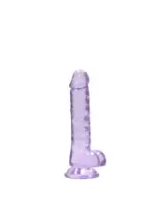 DILDO REALISTA COM TESTÍCULOS CRYSTAL CLEAR 7 /18 CM ROXO REALROCK