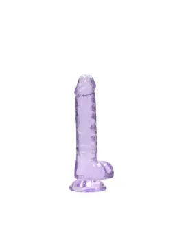 DILDO REALISTA COM TESTÍCULOS CRYSTAL CLEAR 7 /18 CM ROXO REALROCK