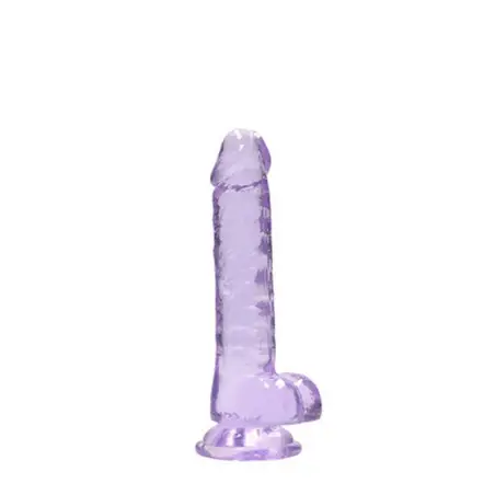 DILDO REALISTA COM TESTÍCULOS CRYSTAL CLEAR 7 /18 CM ROXO REALROCK